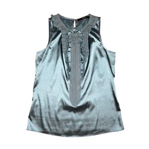Tahari Petite Women’s Metallic Blue Sleeveless Blouse